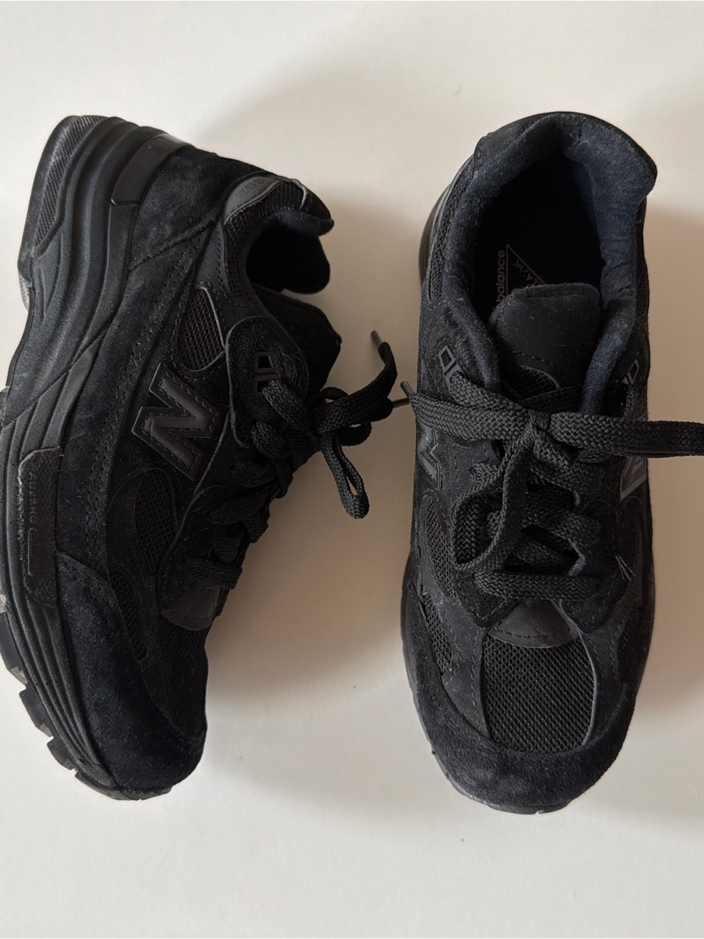 New Balance 992 All-Black Suede & Mesh Sneakers